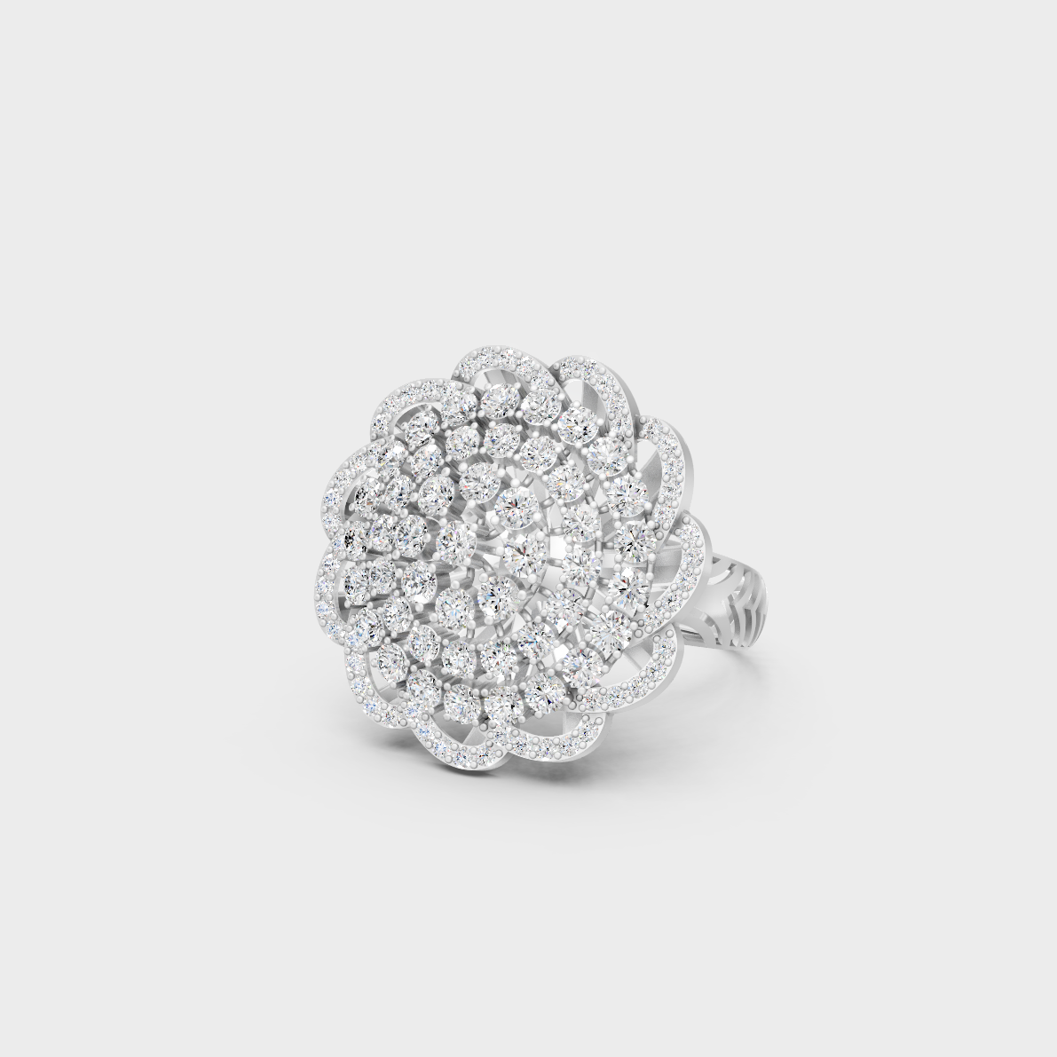 Breathtaking brilliance of a 1.97 Carat Round Cut Lab-Grown Diamond Cocktail Ring in solid 950 Platinum.